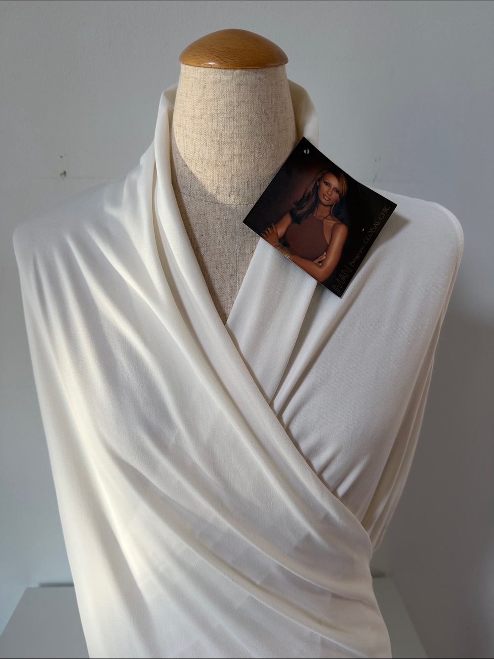 NWT!!!Cream Draped Sleeveless Top - Picture 5 of 7